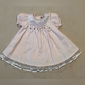Vintage Baby Togs Pink Dress Floral Organza Tulle Easter Spring Size 24 Months